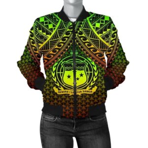 Polynesian Samoa Women's Bomber Jacket - Reggae Vintage Polynesian Patterns - BN15 Bomber Jacket