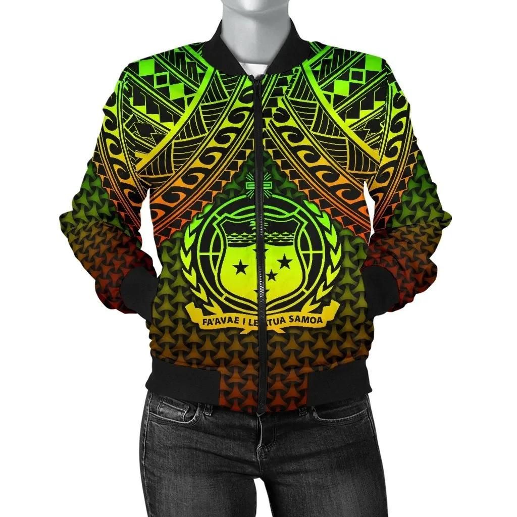 Polynesian Samoa Women's Bomber Jacket - Reggae Vintage Polynesian Patterns - BN15 Bomber Jacket Polynesian Samoa Women's Bomber Jacket - Reggae Vintage Polynesian Patterns - BN15 Bomber Jacket
