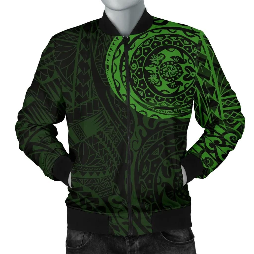 Polynesian Tattoo Style Men's Bomber Jacket Green A7 Bomber Jacket Polynesian Tattoo Style Men's Bomber Jacket Green A7 Bomber Jacket
