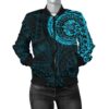 Polynesian Tattoo Style Women's Bomber Jacket Blue A7 Bomber Jacket