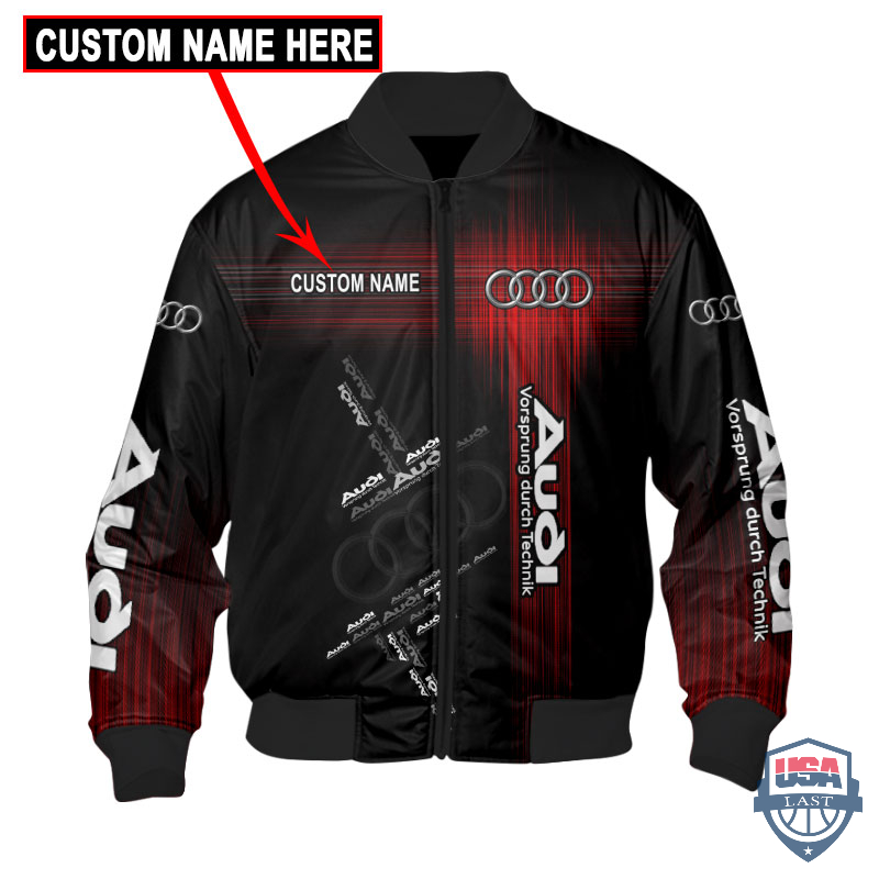 Presonalized Audi Logo Custom Name Bomber Jacket Presonalized Audi Logo Custom Name Bomber Jacket