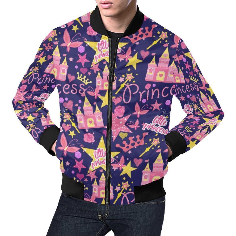 Princess Fairy Pattern Print Mens Bomber Jacket Princess Fairy Pattern Print Mens Bomber Jacket