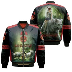Princess Mononoke Moro-No-Kimi Mother Of Wolf Fighting Gift For Mononoke Hime Fans Bomber Jacket