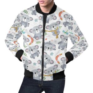 Print Pattern Koala Mens Bomber Jacket