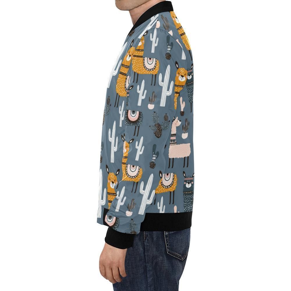 Print-Pattern-Llama-Cactus-Mens-Bomber-Jacket-1