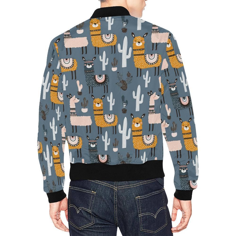 Print-Pattern-Llama-Cactus-Mens-Bomber-Jacket-2