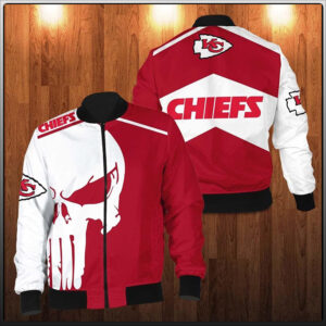 Punisher Skull Kansas City Chiefs 3D Bomber Jacket