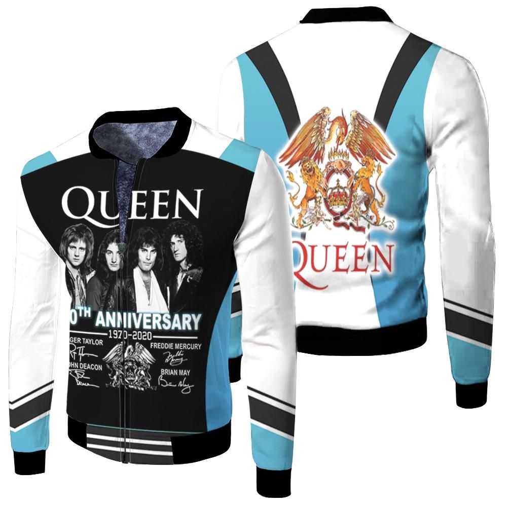 Queen 50th Anniversary 1970 2020 Legend Rock Band Signatures 3D Designed Allover Gift For Queen Fans Bomber Jacket Queen 50th Anniversary 1970 2020 Legend Rock Band Signatures 3D Designed Allover Gift For Queen Fans Bomber Jacket