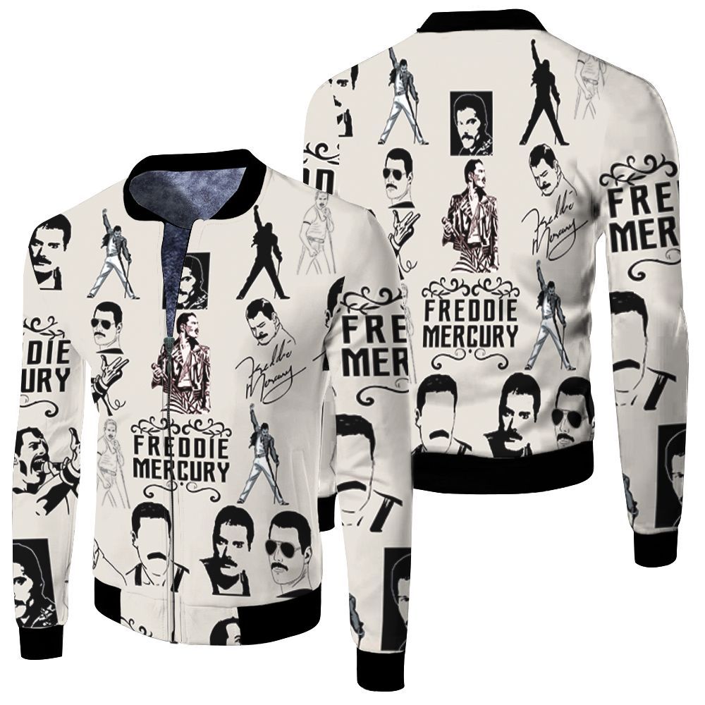 Queen In Memories Freedie Mercury Signature For Fans Bomber Jacket Queen In Memories Freedie Mercury Signature For Fans Bomber Jacket