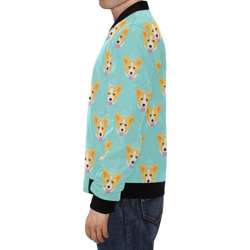 Queen-King-Corgi-Pattern-Print-Mens-Bomber-Jacket-1
