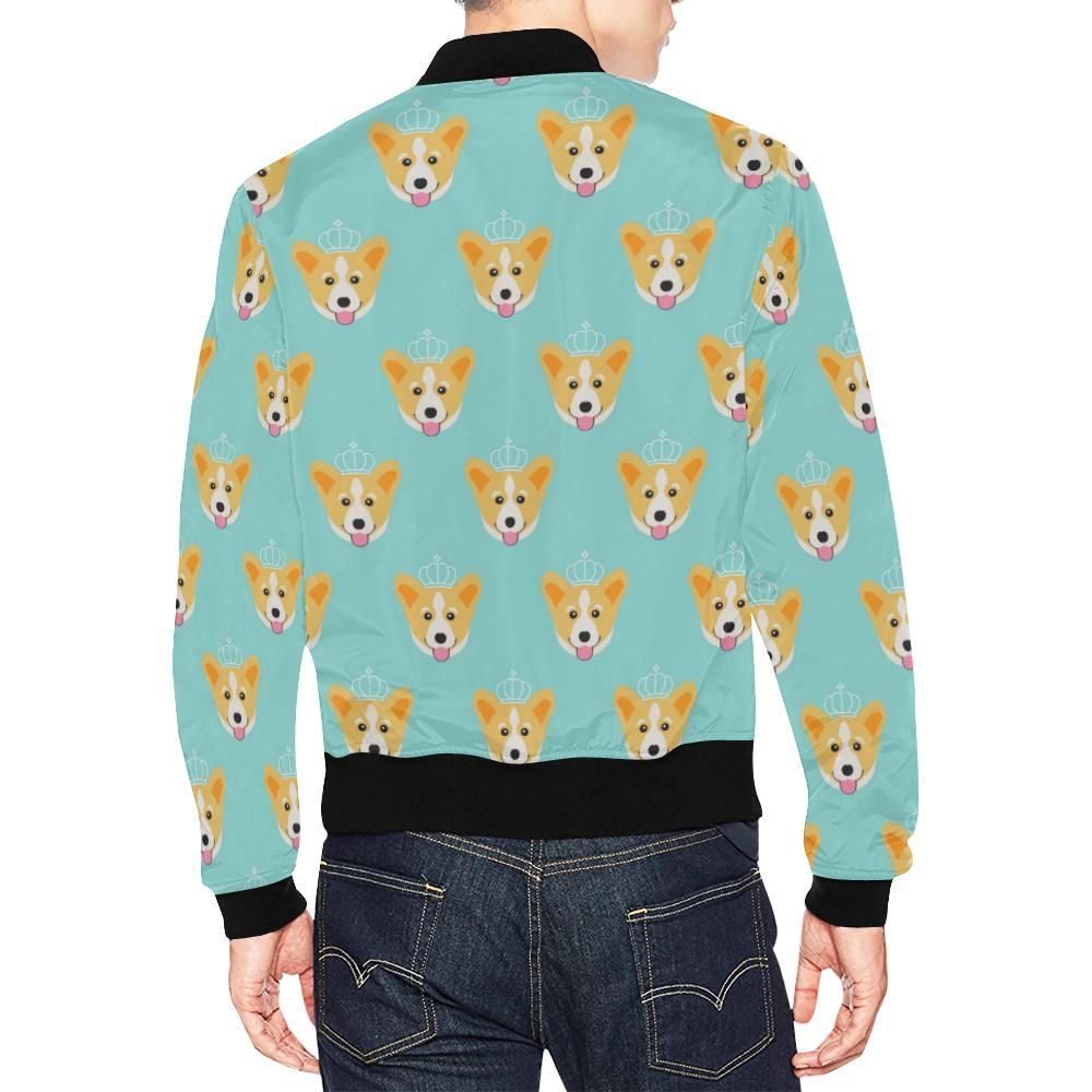 Queen-King-Corgi-Pattern-Print-Mens-Bomber-Jacket-2