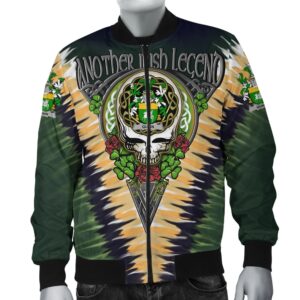Quinn or O'Quin Ireland Bomber Jacket - GD Irish Legend Shamrock V Tie-Dye A7