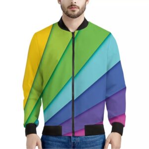 Rainbow Shades Print Men'S Bomber Jacket