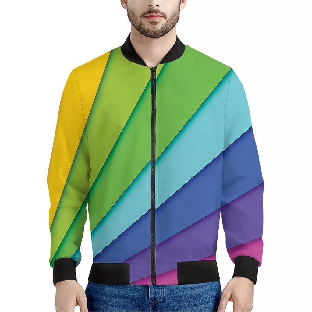 Rainbow Shades Print Men'S Bomber Jacket Rainbow Shades Print Men'S Bomber Jacket
