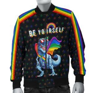 Rainbowrains Men's Bomber Jacket - LGBT T-Rex - BN24 Bomber Jacket