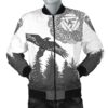 Raven And Wolf In Pine Forest Bomber Jacket A21 Bomber Jacket