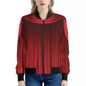 Red Curtain Theater Print Women'S Bomber Jacket