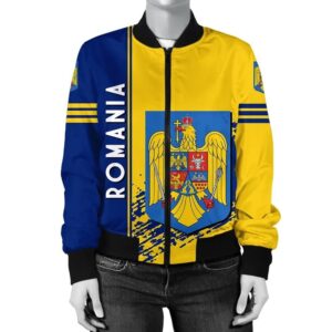 Romania Coat Of Arms Women Bomber Jacket Quarter Style 1 J7