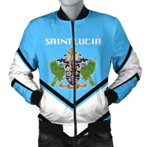 Saint Lucia Coat Of Arms Men Bomber Jacket Lucian Style J5W