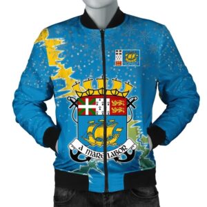 Saint Pierre and Miquelon Christmas Coat Of Arms Men Bomber Jacket  X Style J78 Bomber Jacket