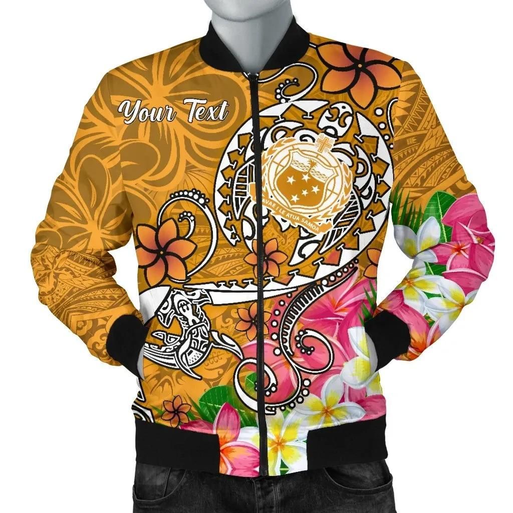 Samoa Custom Personalised Men's Bomber Jacket - Turtle Plumeria (Gold) - BN18 Bomber Jacket Samoa Custom Personalised Men's Bomber Jacket - Turtle Plumeria (Gold) - BN18 Bomber Jacket