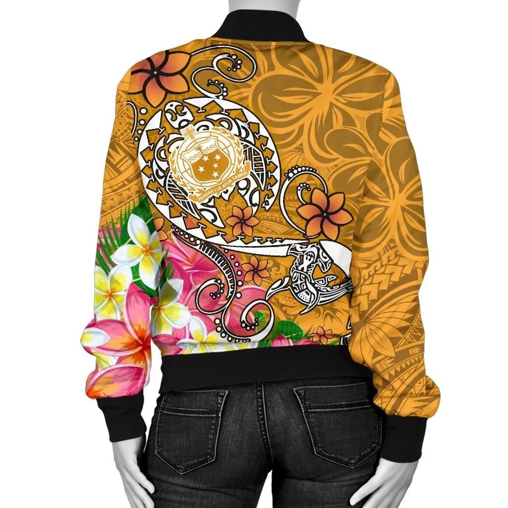 Samoa-Custom-Personalised-Womens-Bomber-Jacket-Turtle-Plumeria-Gold-BN18-Bomber-Jacket-1