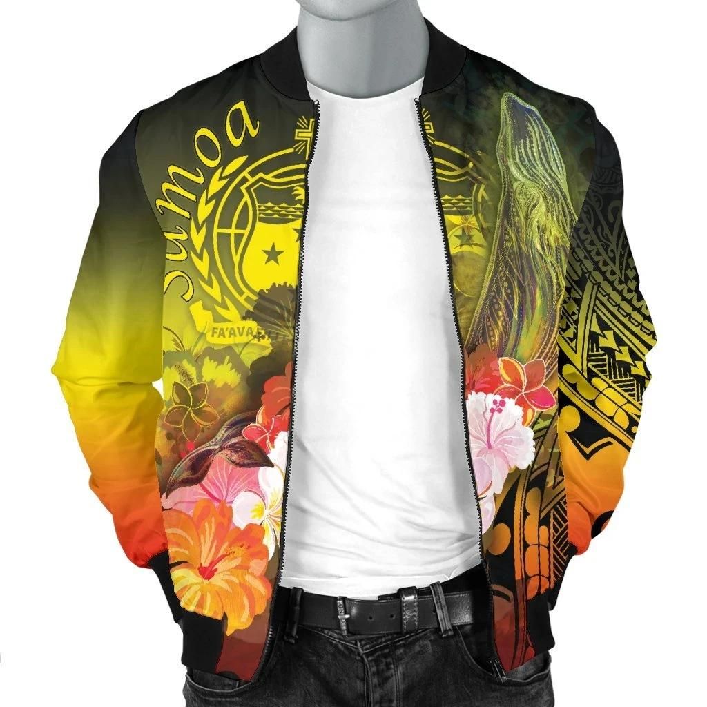 Samoa-Mens-Bomber-Jacket-Humpback-Whale-with-Tropical-Flowers-Yellow-BN18-Bomber-Jacket-2
