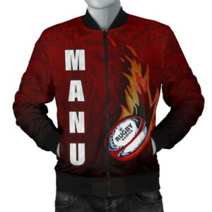 Samoa Men's Bomber Jacket - Manu Rugby Fire - BN09 Bomber Jacket
