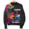 Samoa Men's Bomber Jacket - Polynesian Hibiscus Pattern - BN39