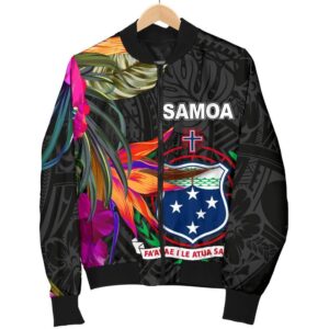 Samoa Men's Bomber Jacket - Polynesian Hibiscus Pattern - BN39