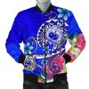 Samoa Men's Bomber Jacket - Turtle Plumeria (Blue) - BN18 Bomber Jacket
