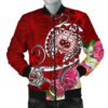 Samoa Men's Bomber Jacket - Turtle Plumeria (Red) - BN18 Bomber Jacket