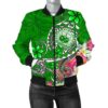 Samoa Women's Bomber Jacket - Turtle Plumeria (Green) - BN18