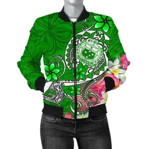 Samoa Women's Bomber Jacket - Turtle Plumeria (Green) - BN18