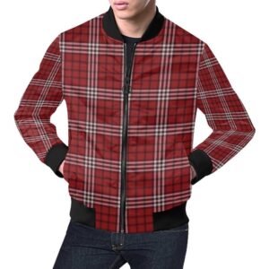 Scottish Tartan Royal Stewart Red Plaids Mens Bomber Jacket