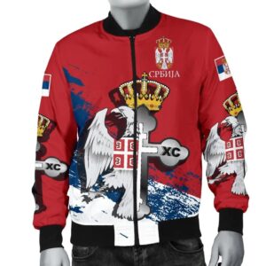 Serbia Men's Bomber Jacket - Serbian Eagle / Orthodox Cross A7 Bomber Jacket