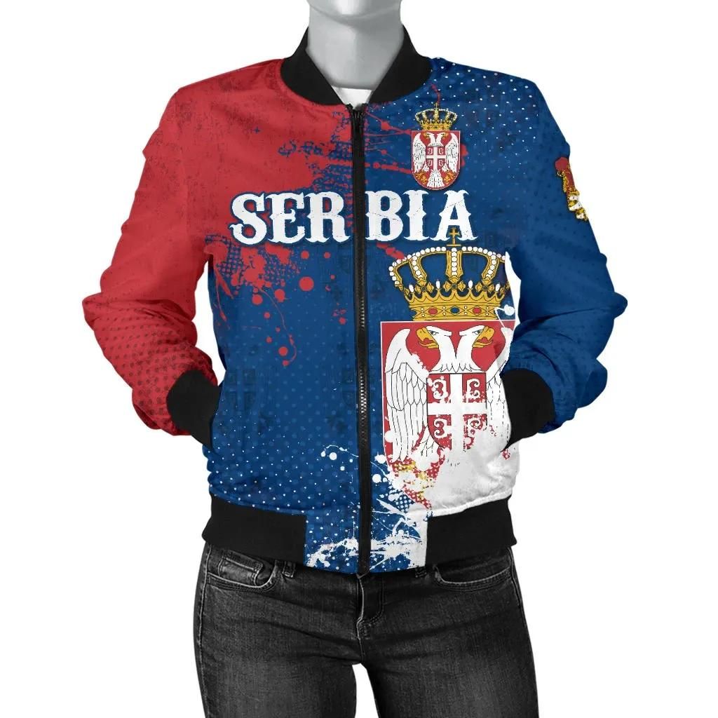Serbia Women's Bomber Jacket - The Great Serbia (Original) - BN15 Bomber Jacket Serbia Women's Bomber Jacket - The Great Serbia (Original) - BN15 Bomber Jacket