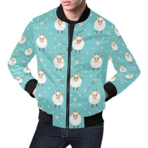 Sheep Goat Pattern Print Mens Bomber Jacket