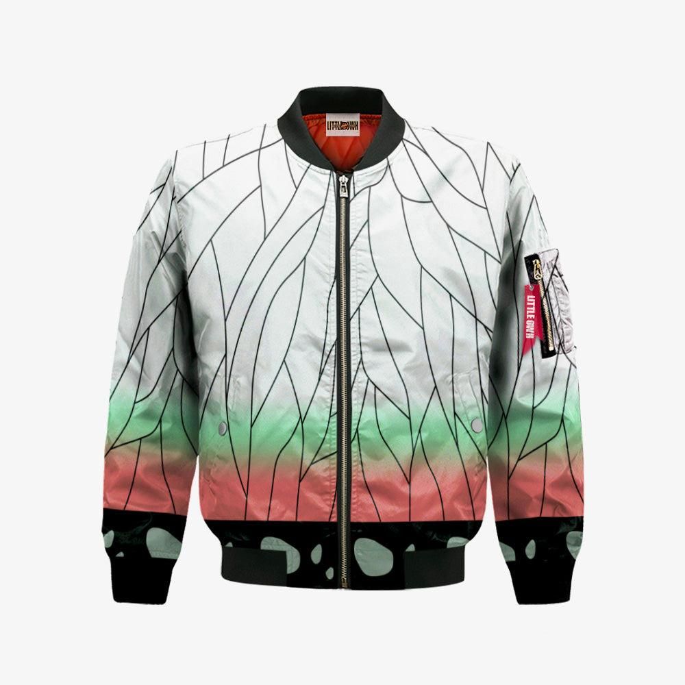 Shinobu Kocho Pattern Bomber Jacket Custom KNY Cosplay Costumes Shinobu Kocho Pattern Bomber Jacket Custom KNY Cosplay Costumes