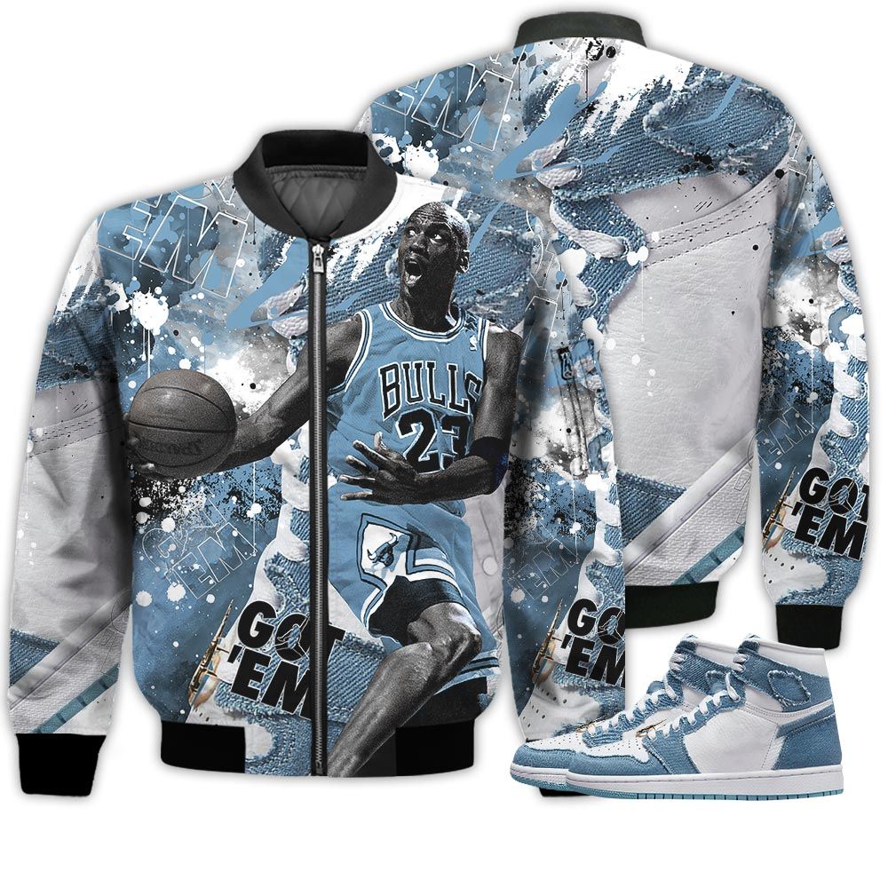 Shirt To Go With JD 1 High OG Denim - Got Em Shoes Goat - Denim 1s Gifts Unisex Matching 3D Bomber Jacket Shirt To Go With JD 1 High OG Denim - Got Em Shoes Goat - Denim 1s Gifts Unisex Matching 3D Bomber Jacket