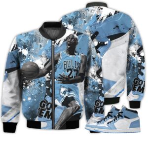 Shirt To Go With JD 1 High OG University Blue - Got Em Shoes Goat - University Blue 1s Gifts Unisex Matching 3D Bomber Jacket