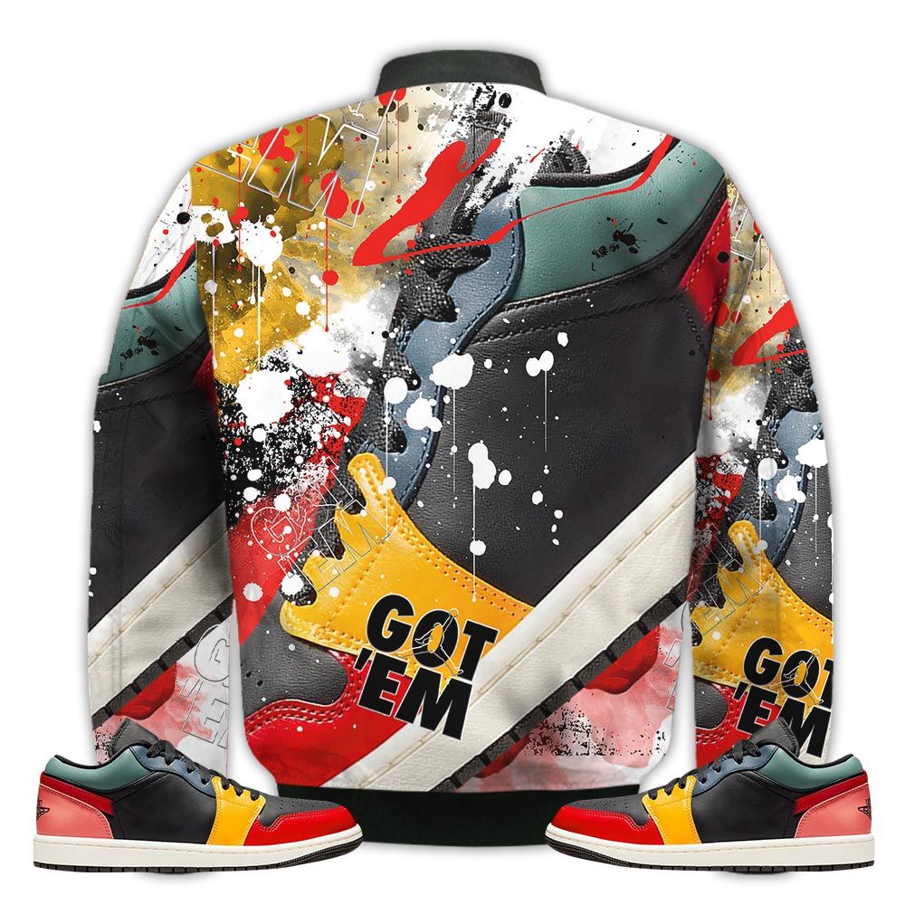 Shirt-To-Go-With-JD-1-Low-Black-Fire-Red-Taxi-Got-Em-Shoes-Goat-SE-Black-Multi-1s-Gifts-Unisex-Matching-3D-Bomber-Jacket-2