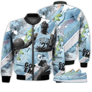 Shirt To Go With JD 1 Low Blue Stitch - Got Em Shoes Goat - Low Blue Stitch 1s Gifts Unisex Matching 3D Bomber Jacket