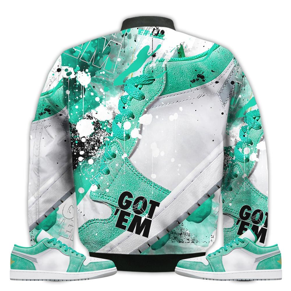 Shirt-To-Go-With-JD-1-Low-New-Emerald-Got-Em-Shoes-Goat-New-Emerald-1s-Gifts-Unisex-Matching-3D-Bomber-Jacket-2
