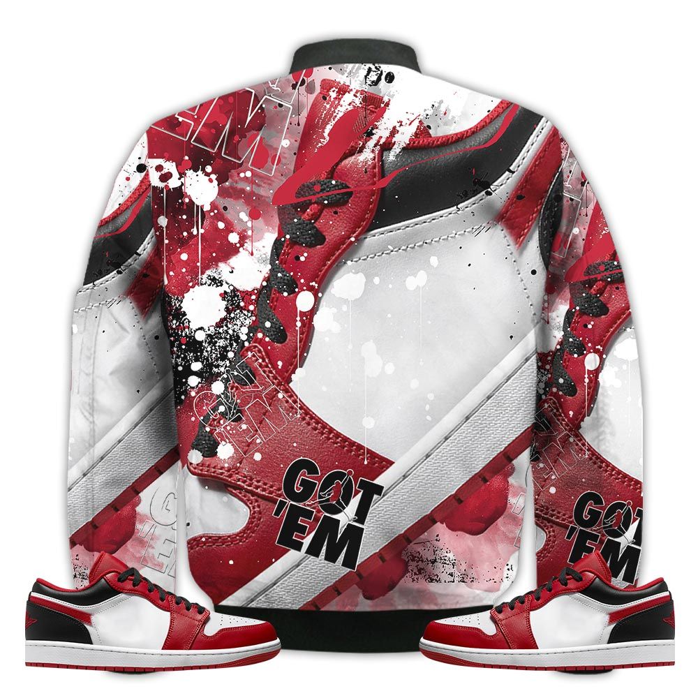 Shirt-To-Go-With-JD-1-Low-Reverse-Black-Toe-Got-Em-Shoes-Goat-Reverse-Black-Toe-1s-Gifts-Unisex-Matching-3D-Bomber-Jacket-2