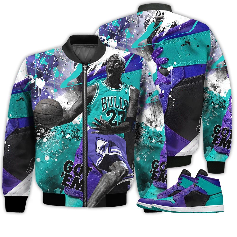 Shirt To Go With JD 1 Mid Black Grape - Got Em Shoes Goat - Black Grape 1s Gifts Unisex Matching 3D Bomber Jacket Shirt To Go With JD 1 Mid Black Grape - Got Em Shoes Goat - Black Grape 1s Gifts Unisex Matching 3D Bomber Jacket