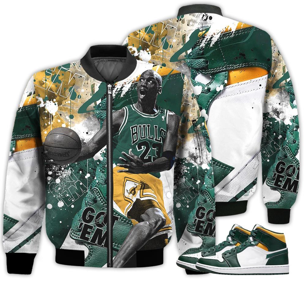 Shirt To Go With JD 1 Mid Sonics Noble Green Pollen - Got Em Shoes Goat - Mid Sonics 1s Gifts Unisex Matching 3D Bomber Jacket Shirt To Go With JD 1 Mid Sonics Noble Green Pollen - Got Em Shoes Goat - Mid Sonics 1s Gifts Unisex Matching 3D Bomber Jacket