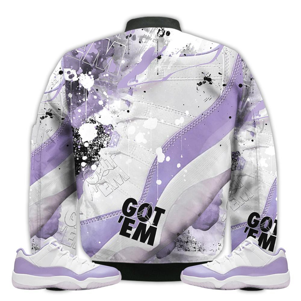 Shirt-To-Go-With-JD-11-Low-Pure-Violet-Got-Em-Shoes-Goat-Pure-Violet-11s-Gifts-Unisex-Matching-3D-Bomber-Jacket-2