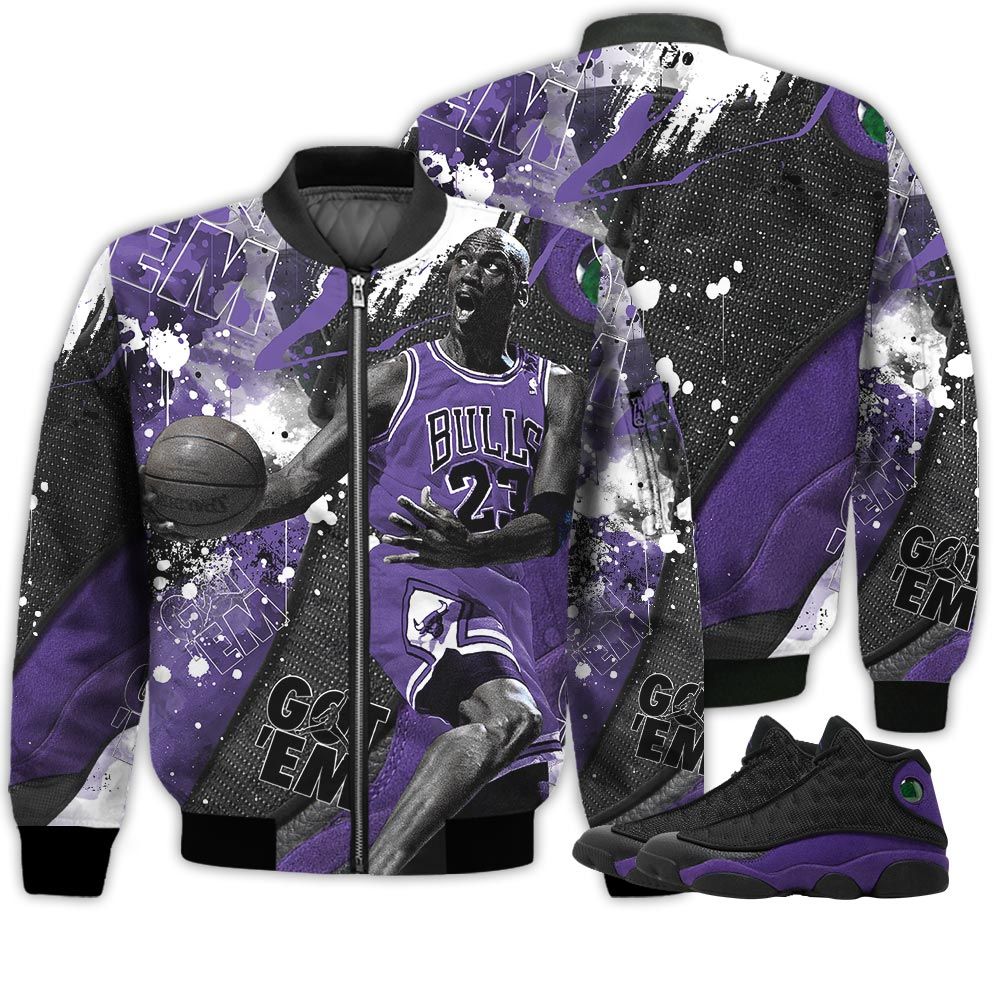 Shirt To Go With JD 13 Retro Court Purple - Got Em Shoes Goat - Court Purple 13s Gifts Unisex Matching 3D Bomber Jacket Shirt To Go With JD 13 Retro Court Purple - Got Em Shoes Goat - Court Purple 13s Gifts Unisex Matching 3D Bomber Jacket