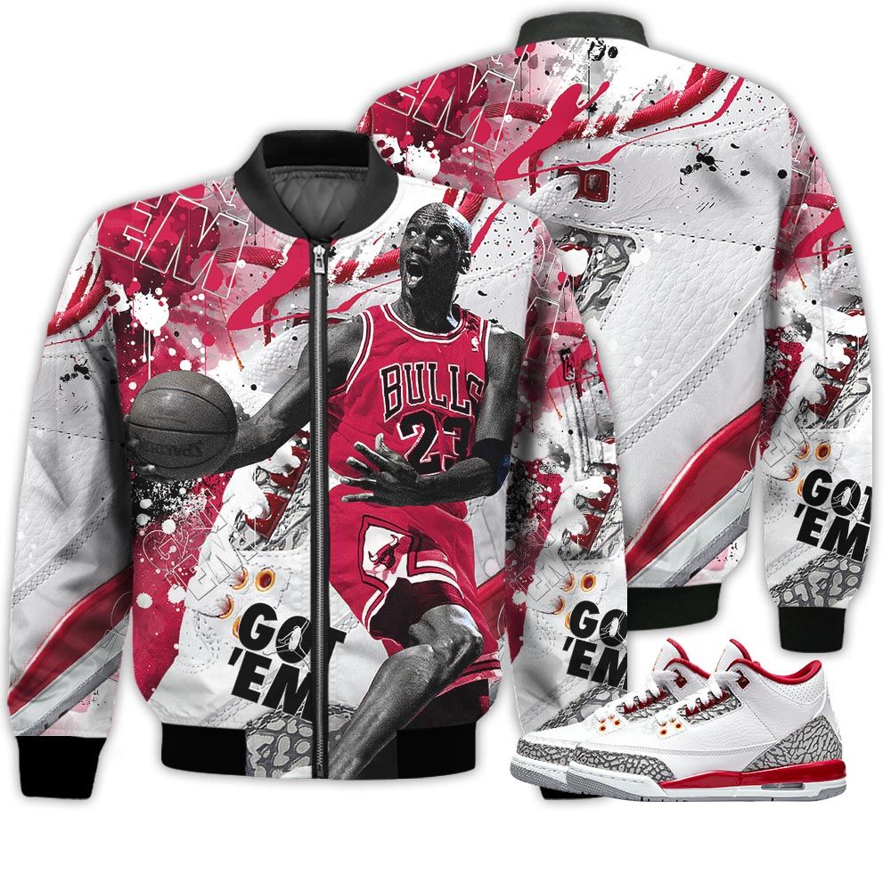 Shirt To Go With JD 3 Retro Cardinal Red - Got Em Shoes Goat - Retro Cardinal Red 3s Gifts Unisex Matching 3D Bomber Jacket Shirt To Go With JD 3 Retro Cardinal Red - Got Em Shoes Goat - Retro Cardinal Red 3s Gifts Unisex Matching 3D Bomber Jacket